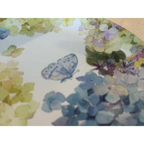 Shabby Chic‎ Blue Butterfly Hydrangea MELAMINE Plate Set Of 5 One Scalloped Edge - Picture 9 of 10